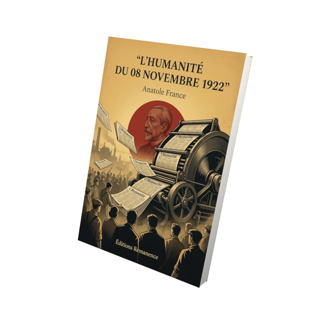 Livre L’Humanité du 08 novembre 1922 par Anatole France - Vue 3D - Editions Remanence
