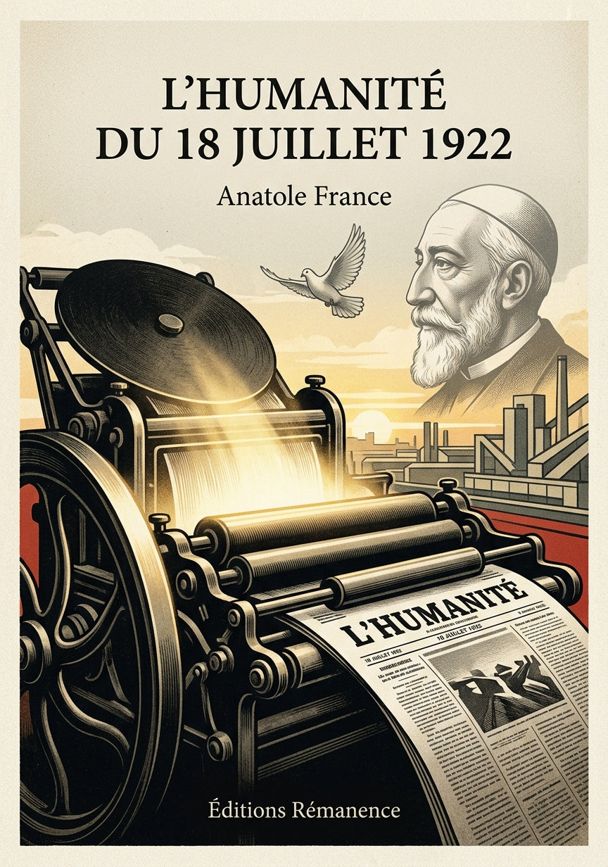 Livre L’Humanité du 18 juillet 1922 par Anatole France - Couverture - Editions Remanence