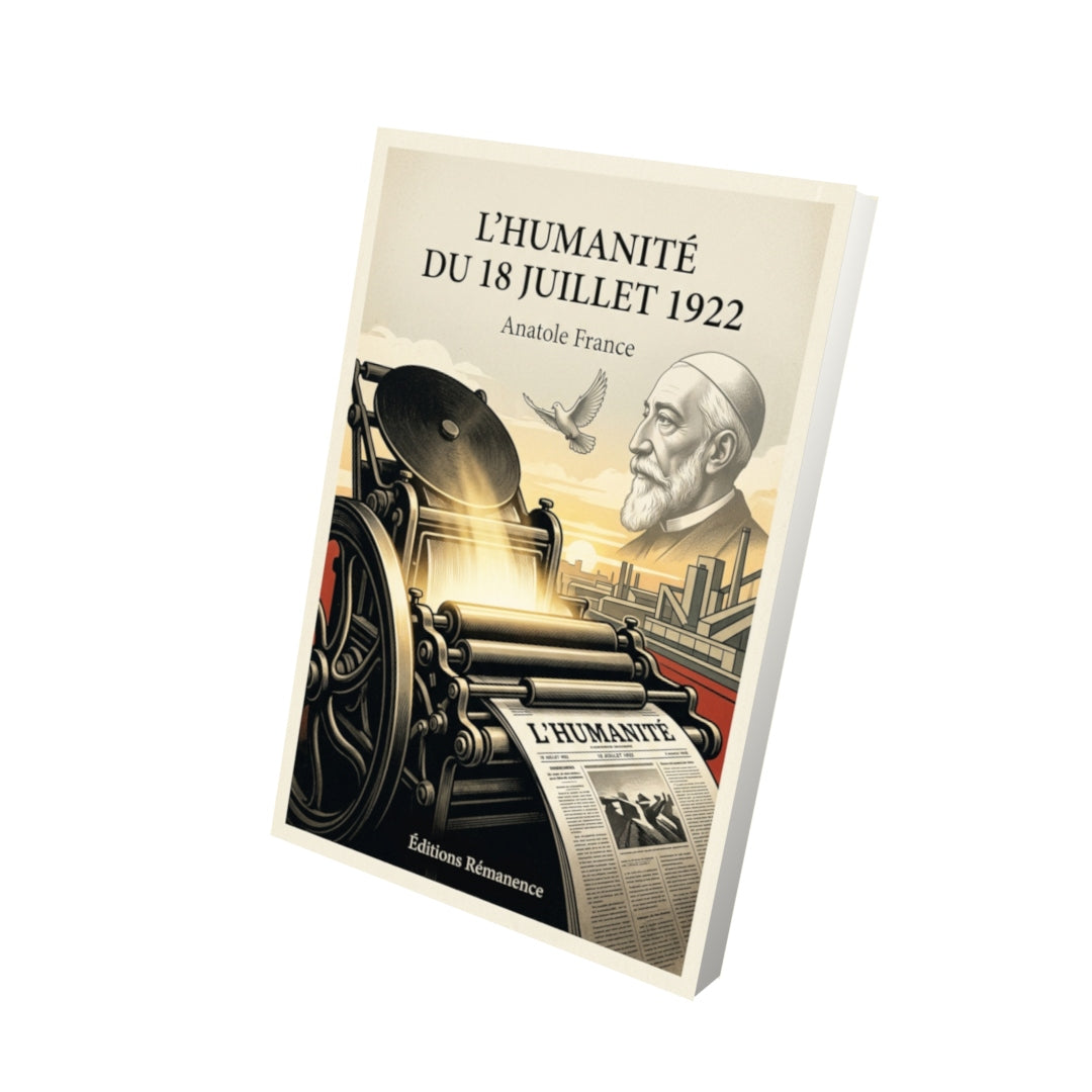 Livre L’Humanité du 18 juillet 1922 par Anatole France - Vue 3D - Editions Remanence