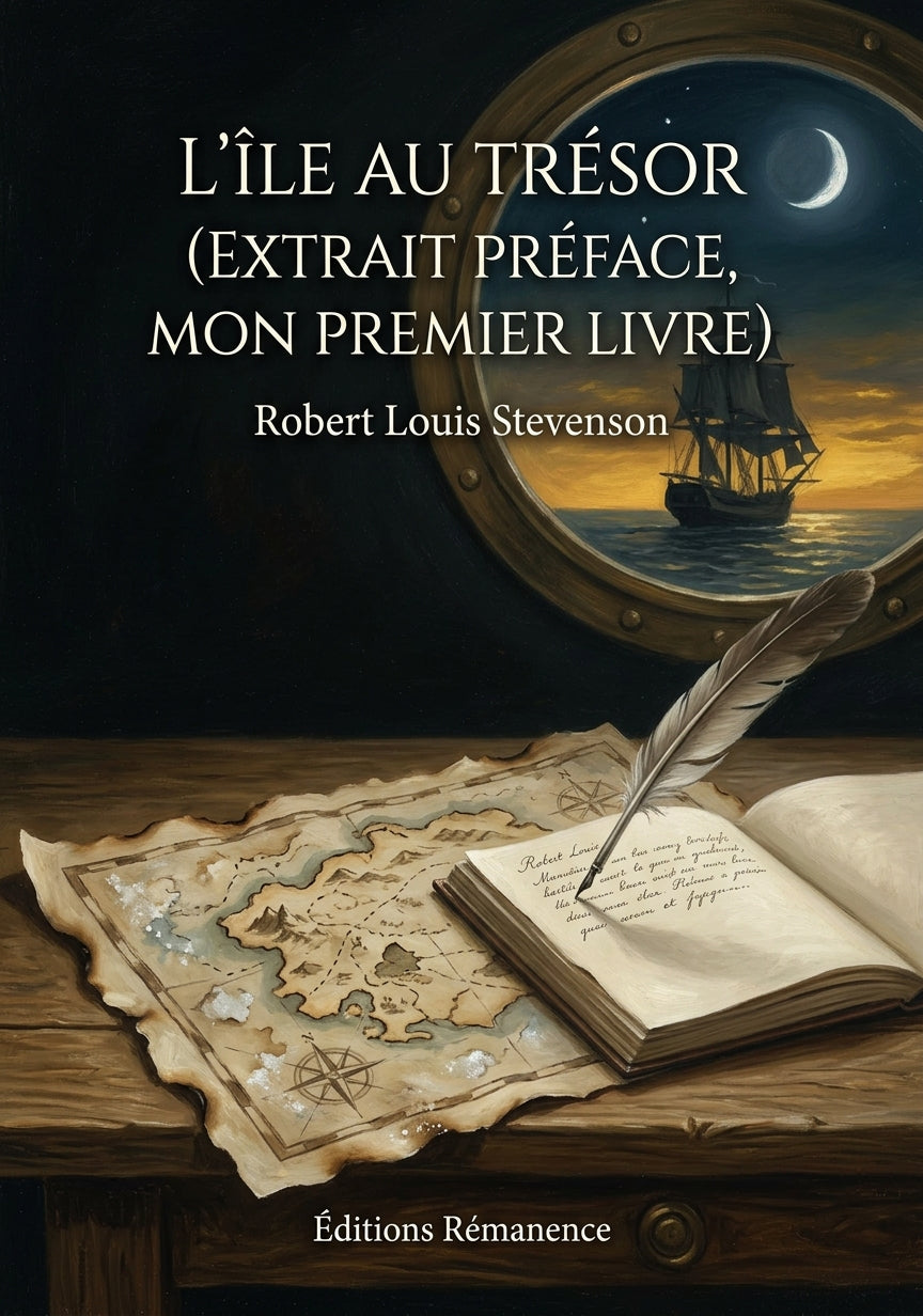 Livre L’Île au trésor (extrait Préface, Mon premier livre) par Robert Louis Stevenson - Couverture - Editions Remanence