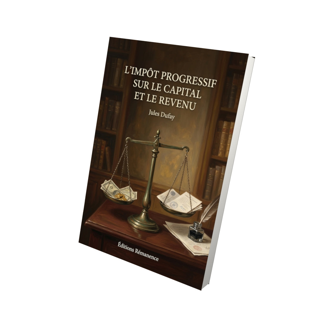 Livre L’Impôt progressif sur le capital et le revenu par Jules Dufay - Vue 3D - Editions Remanence