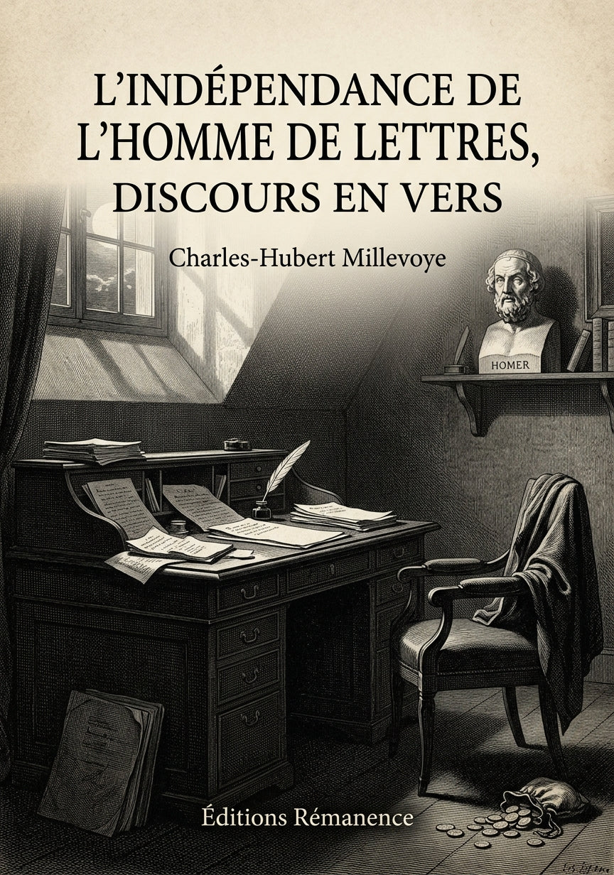 Livre L’Indépendance de l’homme de lettres, discours en vers par Charles-Hubert Millevoye - Couverture - Editions Remanence