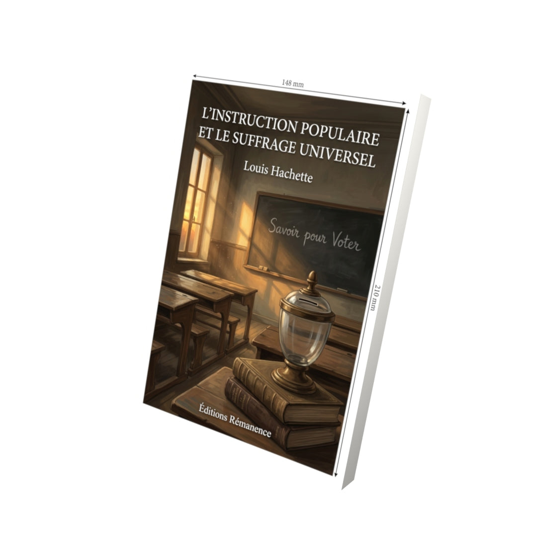 Livre L’Instruction populaire et le suffrage universel par Louis Hachette - Vue 3D - Editions Remanence