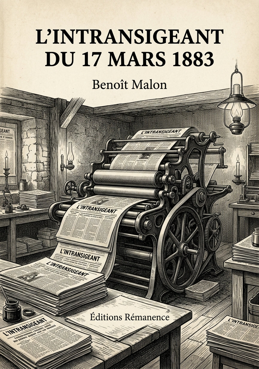 Livre L’intransigeant du 17 mars 1883 par Benoît Malon - Couverture - Editions Remanence