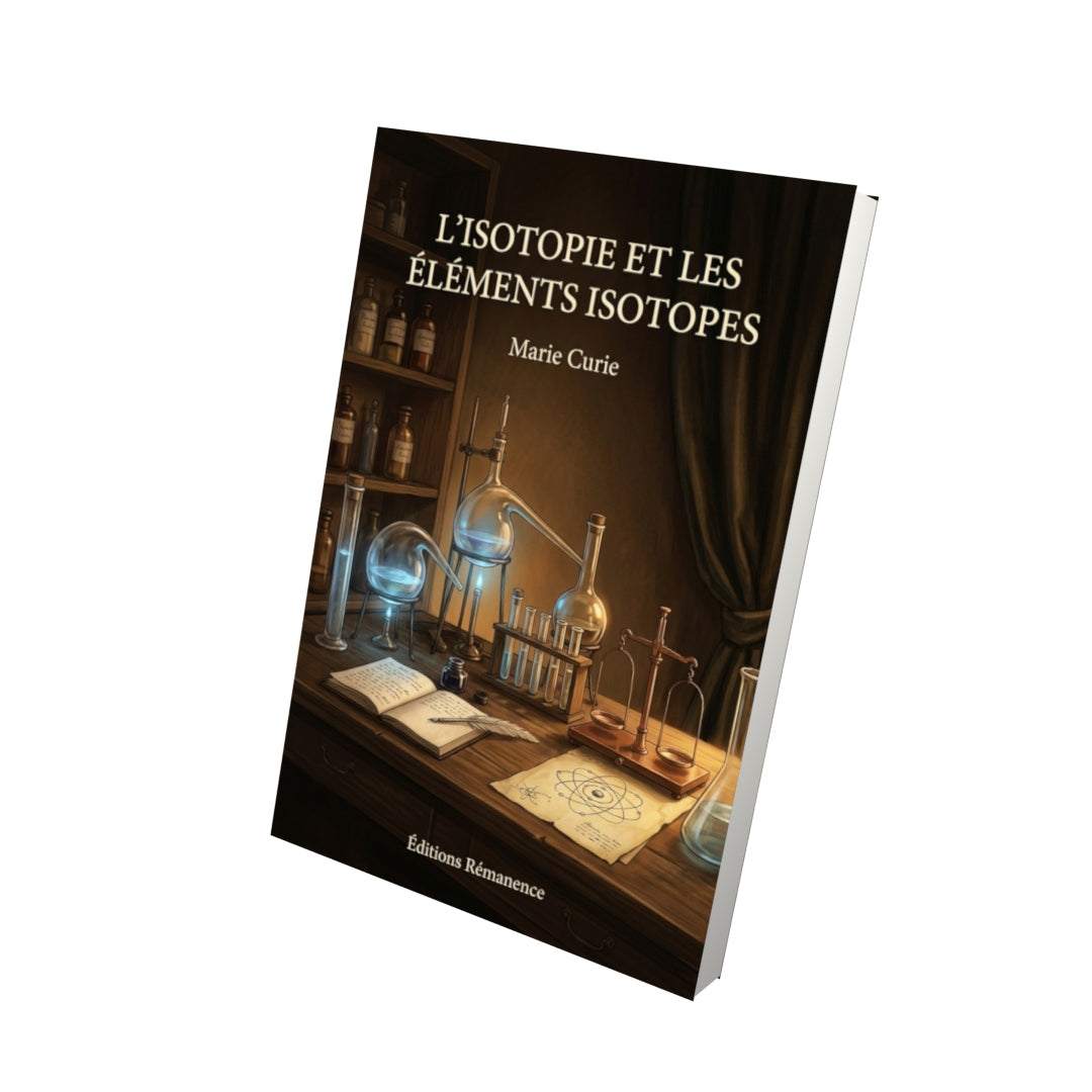 Livre L’isotopie et les éléments isotopes par Marie Curie - Vue 3D - Editions Remanence