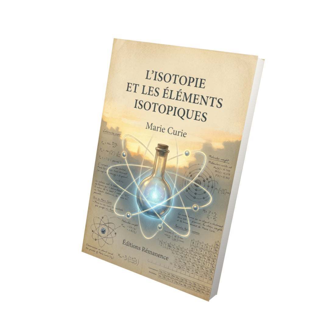 Livre L’isotopie et les éléments isotopiques par Marie Curie - Vue 3D - Editions Remanence