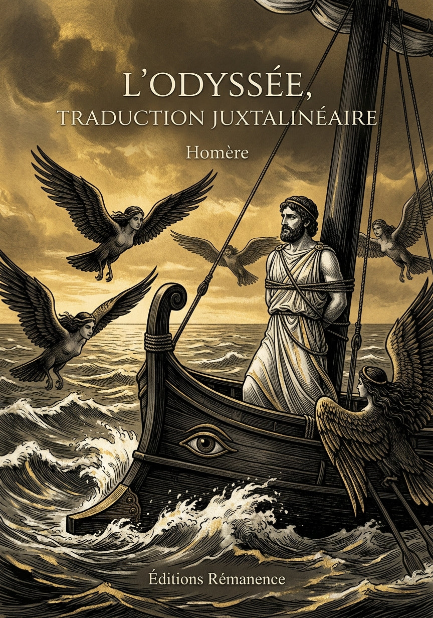Livre L’Odyssée, traduction juxtalinéaire par Homère - Couverture - Editions Remanence