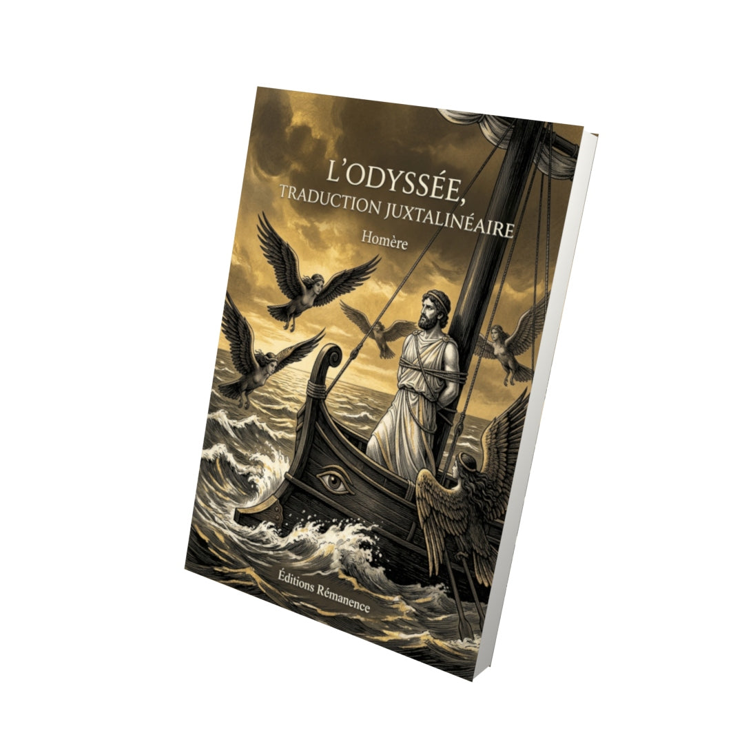 Livre L’Odyssée, traduction juxtalinéaire par Homère - Vue 3D - Editions Remanence