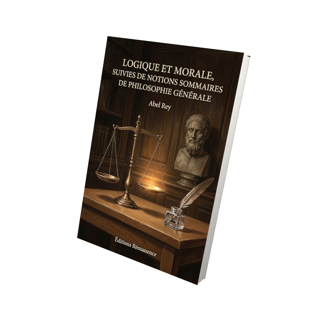 Livre Logique et morale, suivies de notions sommaires de philosophie générale par Abel Rey - Vue 3D - Editions Remanence
