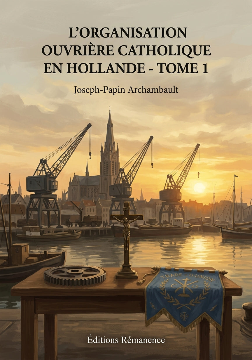 Livre L’organisation ouvrière catholique en Hollande - Tome 1 par Joseph-Papin Archambault - Couverture - Editions Remanence