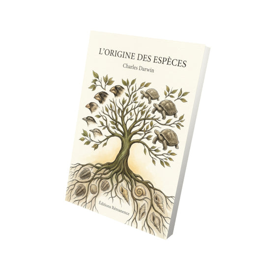 Livre L’Origine des espèces par Charles Darwin - Vue 3D - Editions Remanence