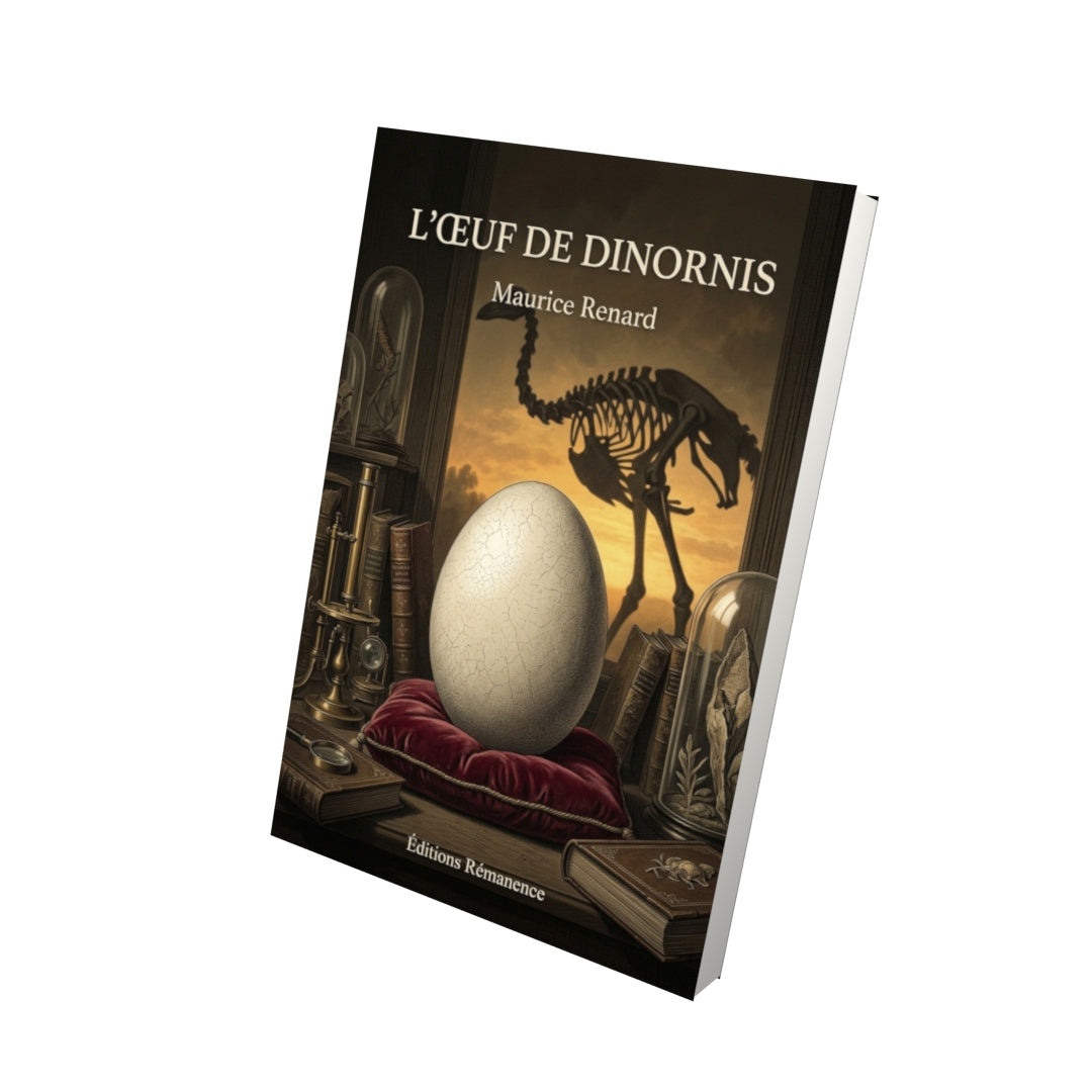 Livre L’Œuf de dinornis par Maurice Renard - Vue 3D - Editions Remanence