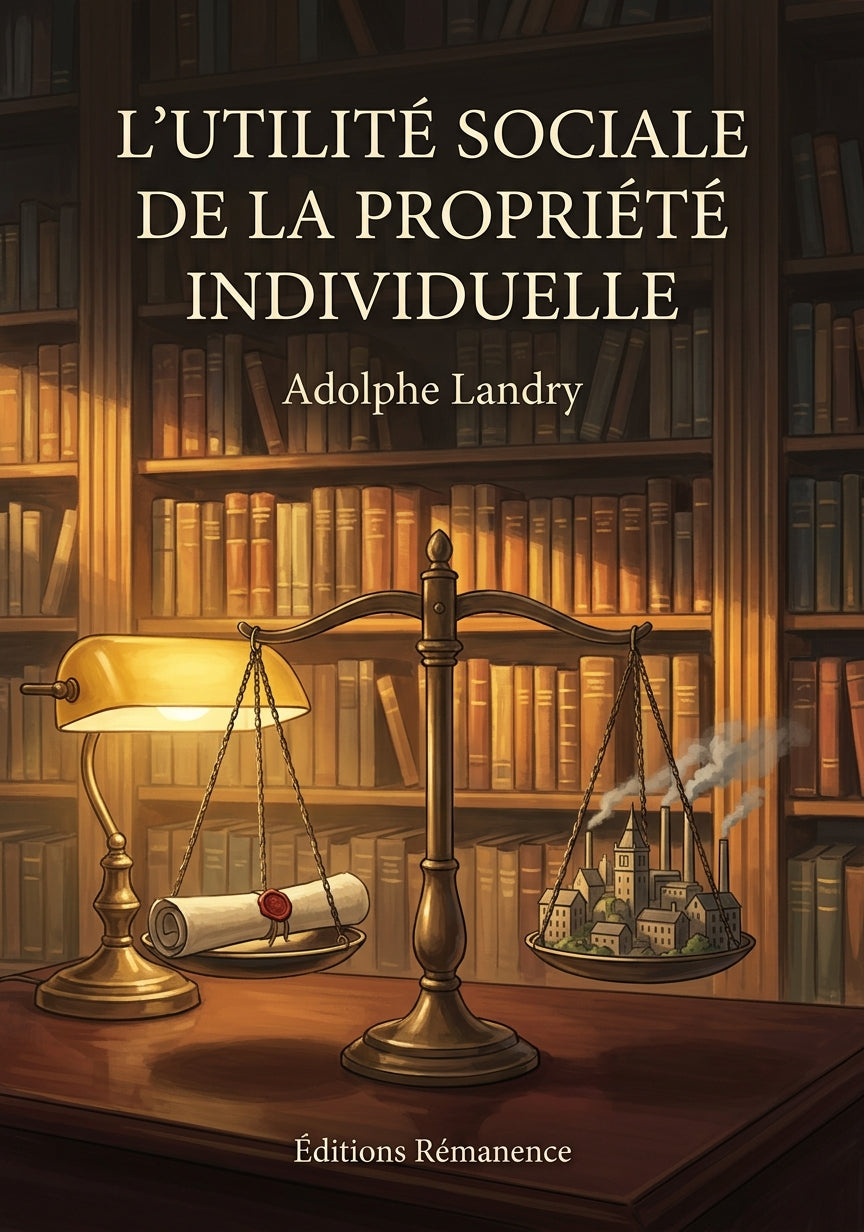 Livre L’utilité sociale de la propriété individuelle par Adolphe Landry - Couverture - Editions Remanence