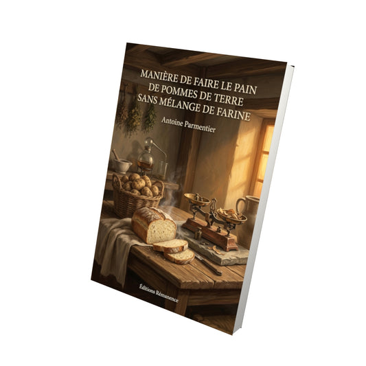 Livre Manière de faire le pain de pommes de terre sans mélange de farine par Antoine Parmentier - Vue 3D - Editions Remanence