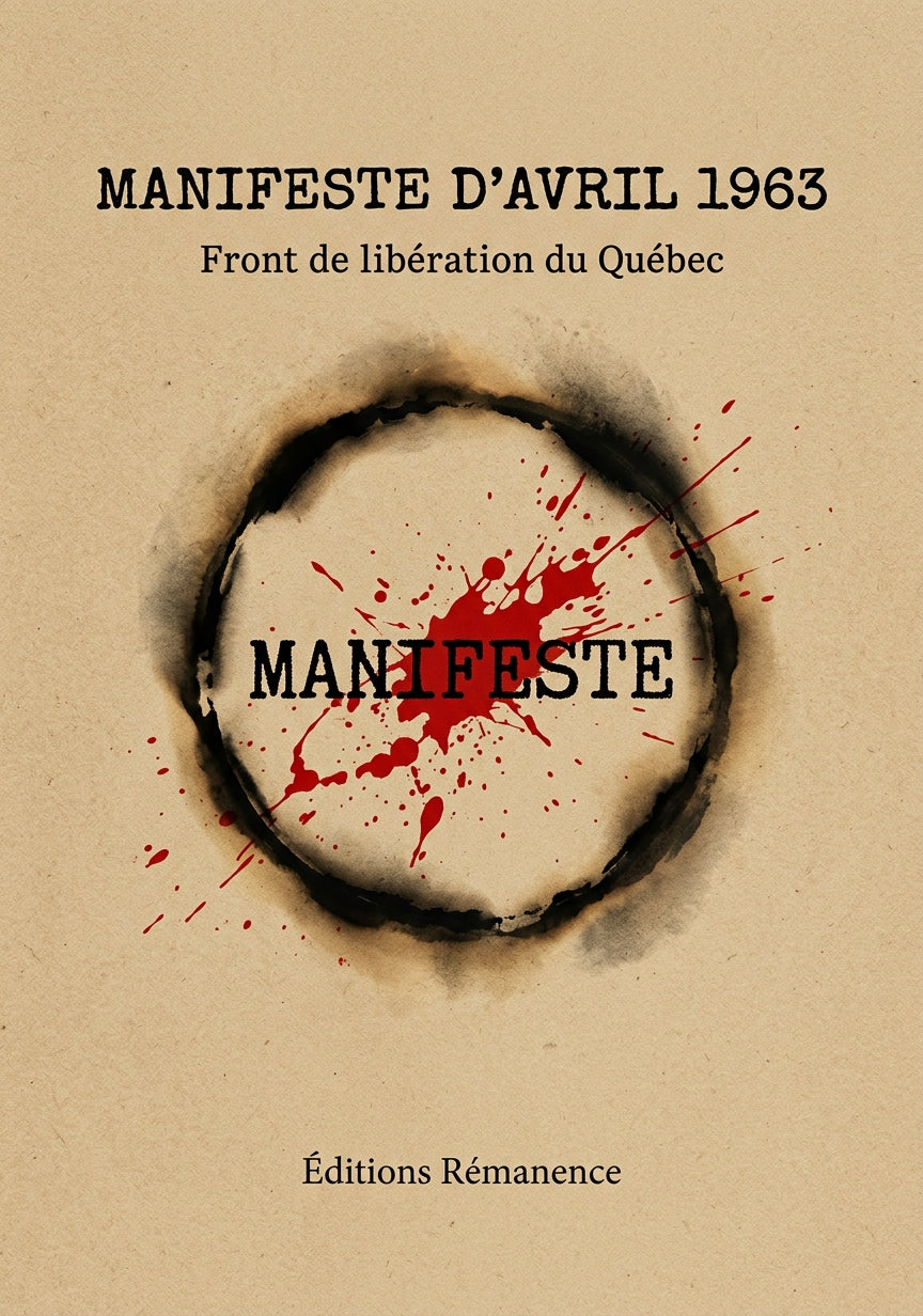 Livre Manifeste d’avril 1963 par Front de libération du Québec - Couverture - Editions Remanence