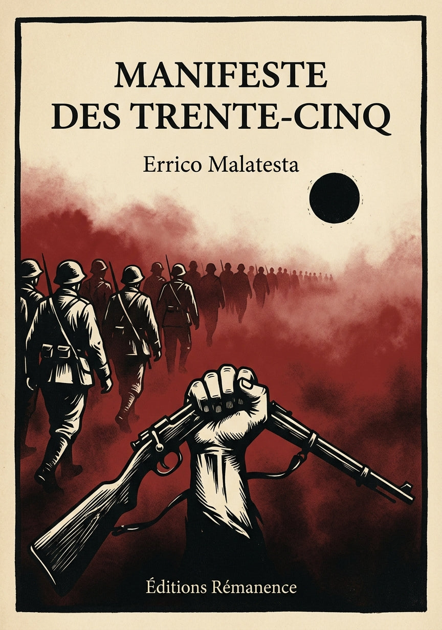 Livre Manifeste des Trente-cinq par Errico Malatesta - Couverture - Editions Remanence