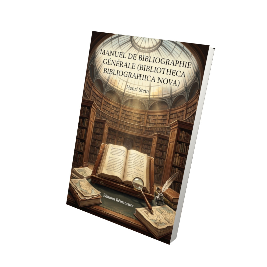 Livre Manuel de bibliographie générale (Bibliotheca bibliographica nova) par Henri Stein - Vue 3D - Editions Remanence