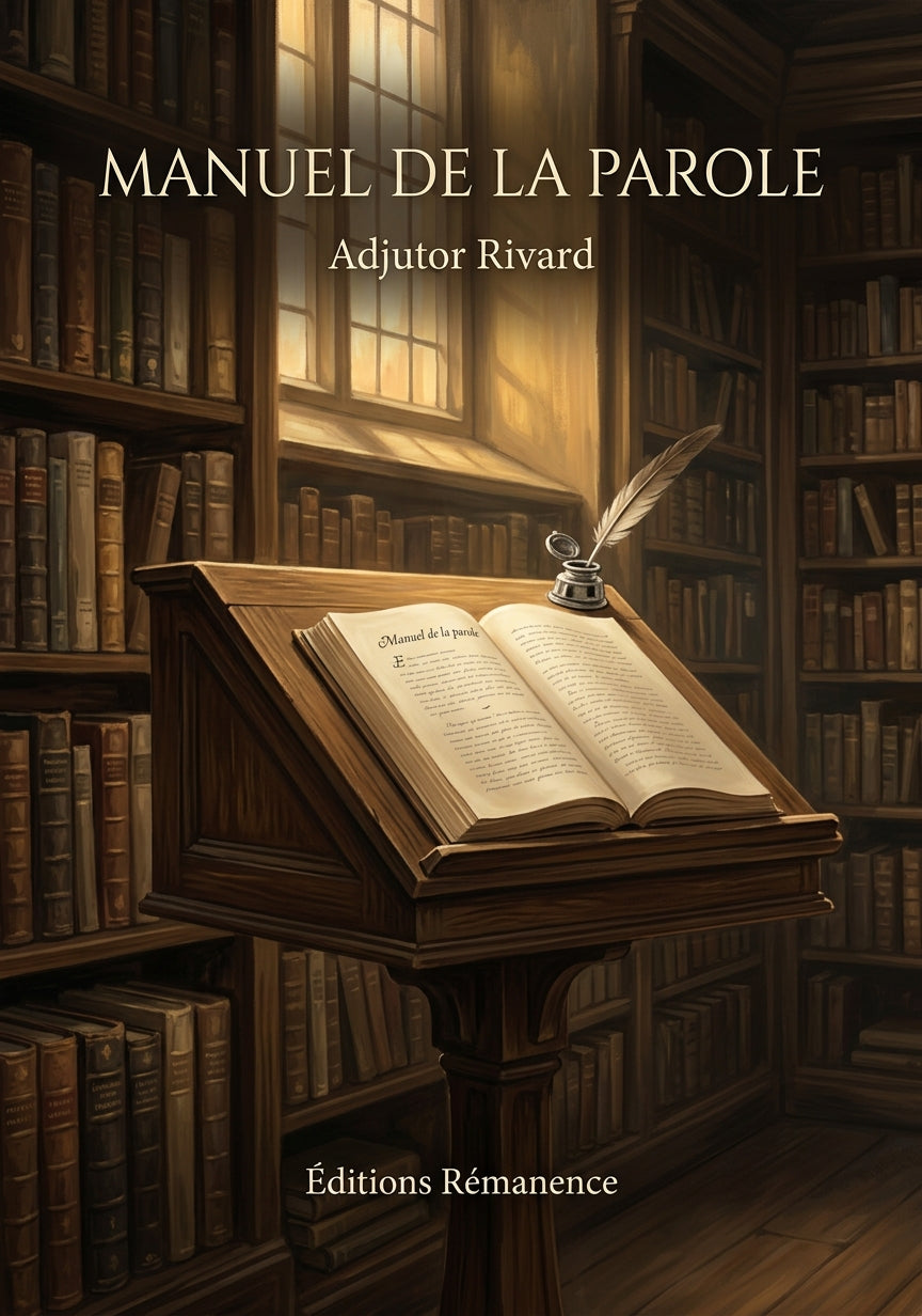 Livre Manuel de la parole par Adjutor Rivard - Couverture - Editions Remanence