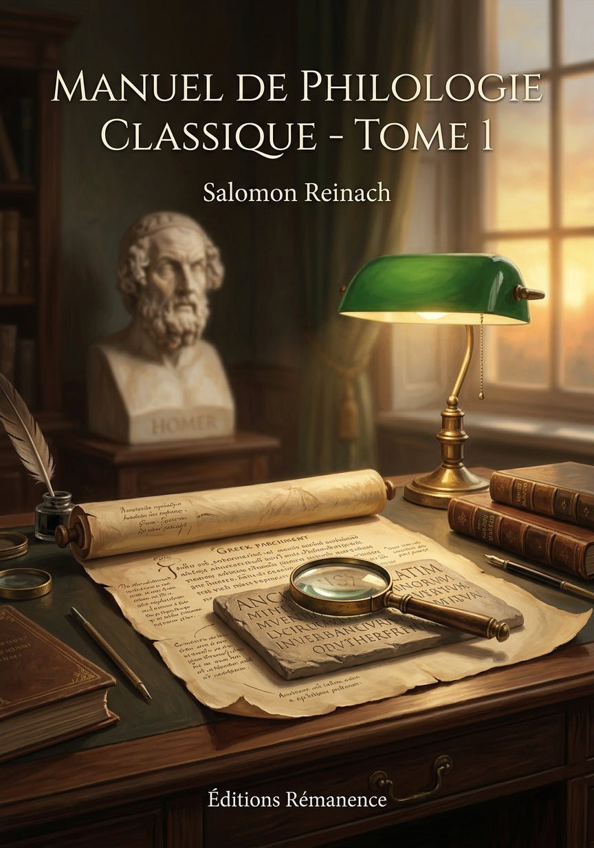 Livre Manuel de philologie classique - Tome 1 par Salomon Reinach - Couverture - Editions Remanence