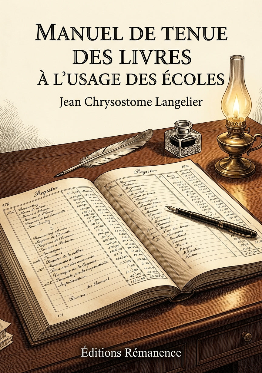Livre Manuel de tenue des Livres à l’usage des écoles par Jean Chrysostome Langelier - Couverture - Editions Remanence
