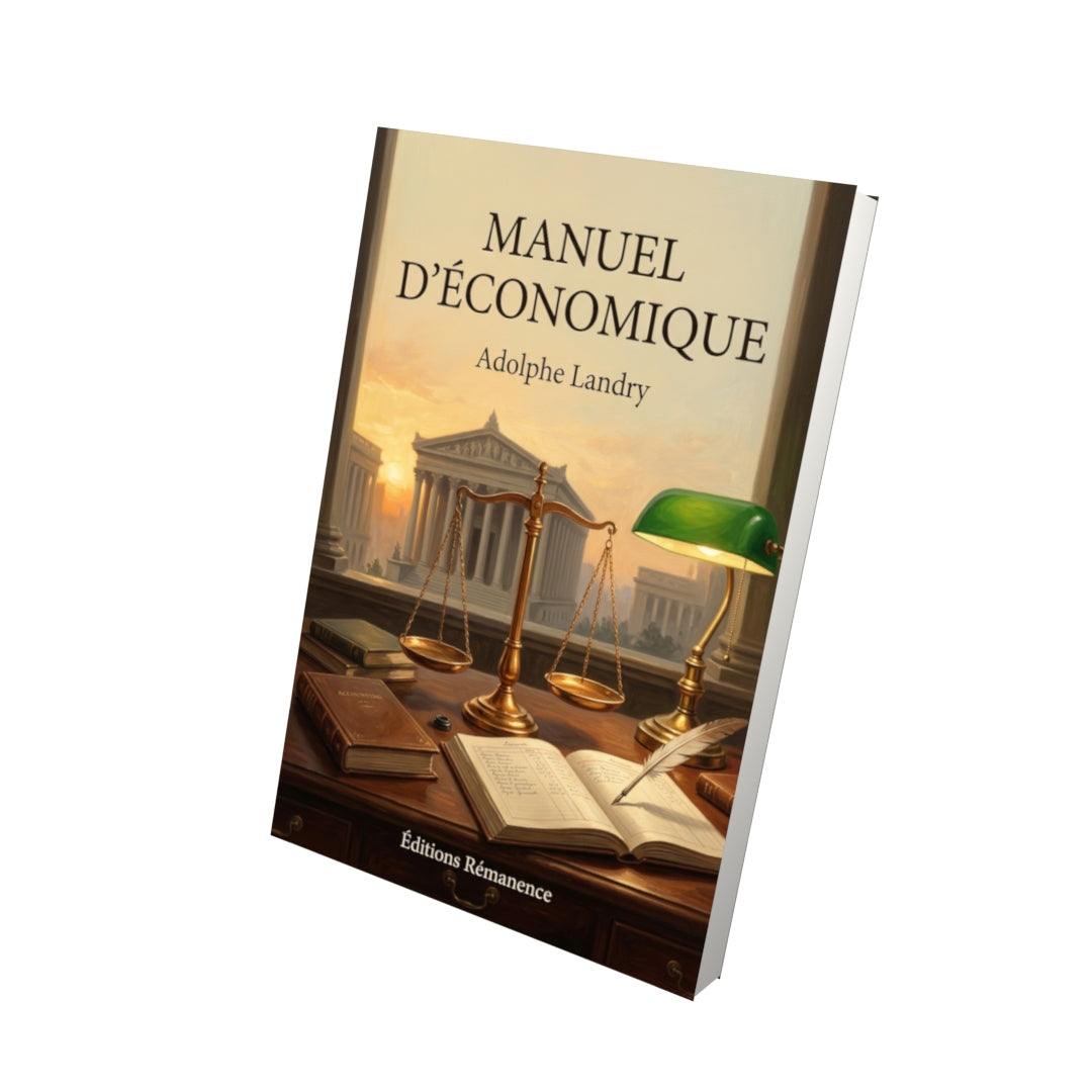 Livre Manuel d’économique par Adolphe Landry - Vue 3D - Editions Remanence