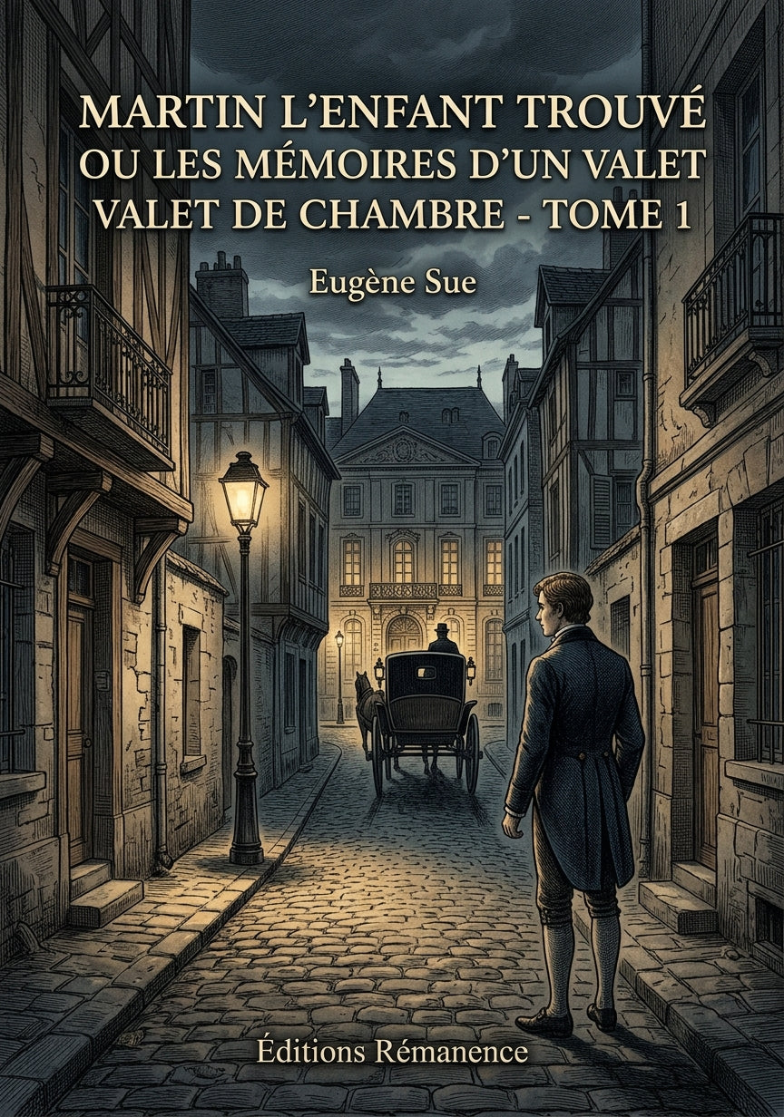 Livre Martin l’enfant trouvé ou les mémoires d’un valet de chambre - Tome 1 par Eugène Sue - Couverture - Editions Remanence