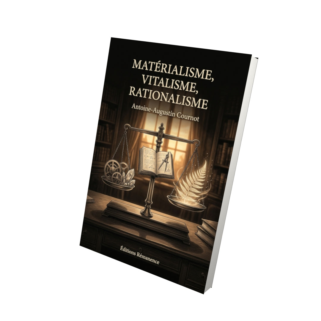Livre Matérialisme, vitalisme, rationalisme par Antoine-Augustin Cournot - Vue 3D - Editions Remanence