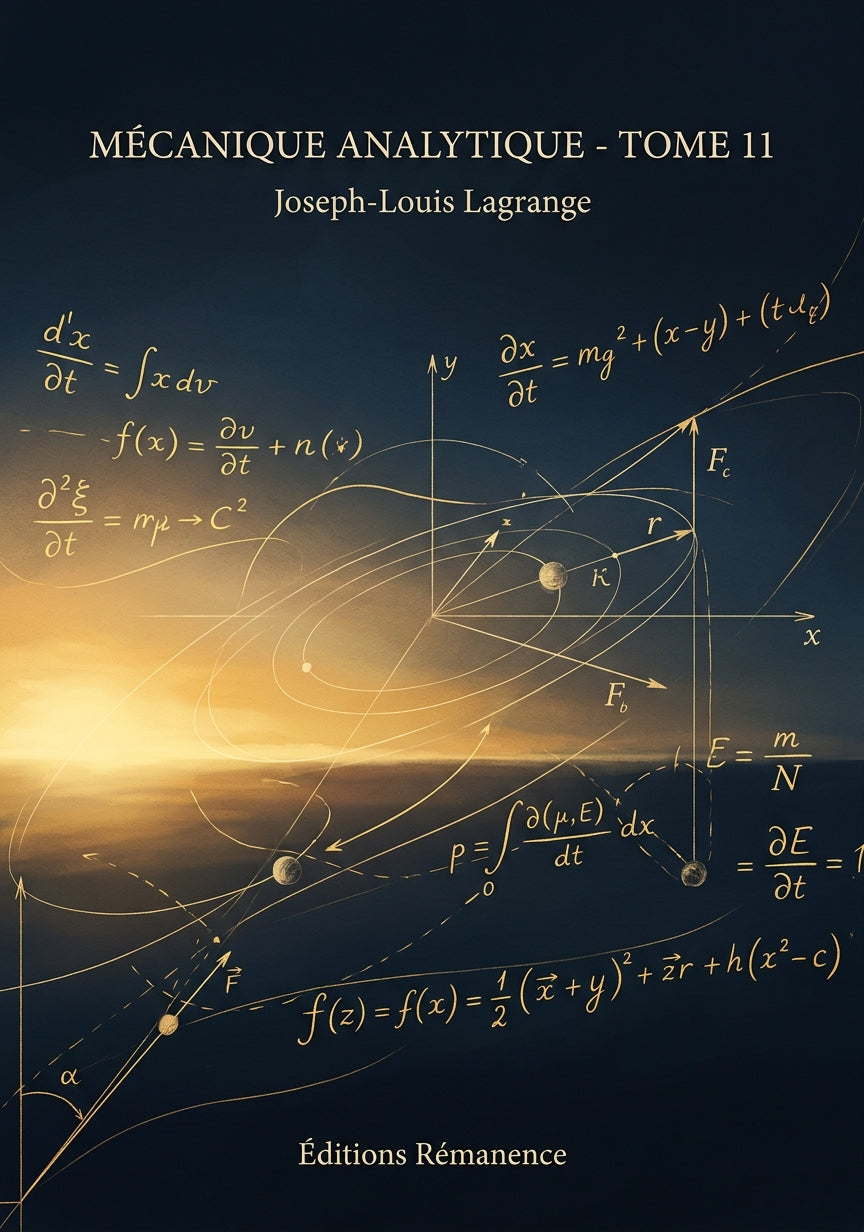Livre Mécanique analytique - Tome 11 par Joseph-Louis Lagrange - Couverture - Editions Remanence