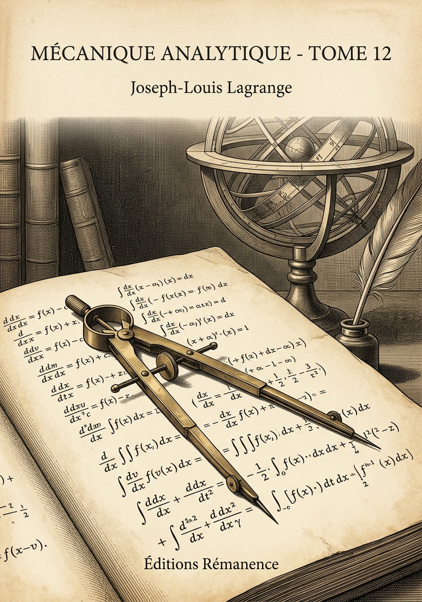 Livre Mécanique analytique - Tome 12 par Joseph-Louis Lagrange - Couverture - Editions Remanence