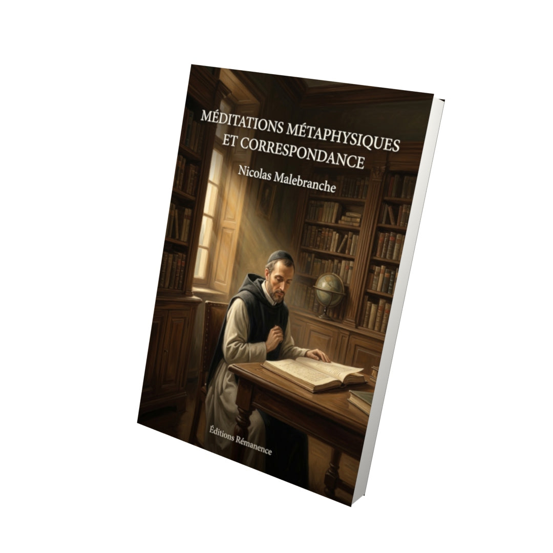 Livre Méditations métaphysiques et correspondance par Nicolas Malebranche - Vue 3D - Editions Remanence