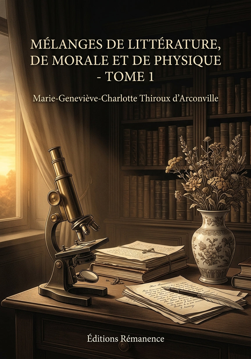 Livre Mélanges de littérature, de morale et de physique - Tome 1 par Marie-Geneviève-Charlotte Thiroux d’Arconville - Couverture - Editions Remanence