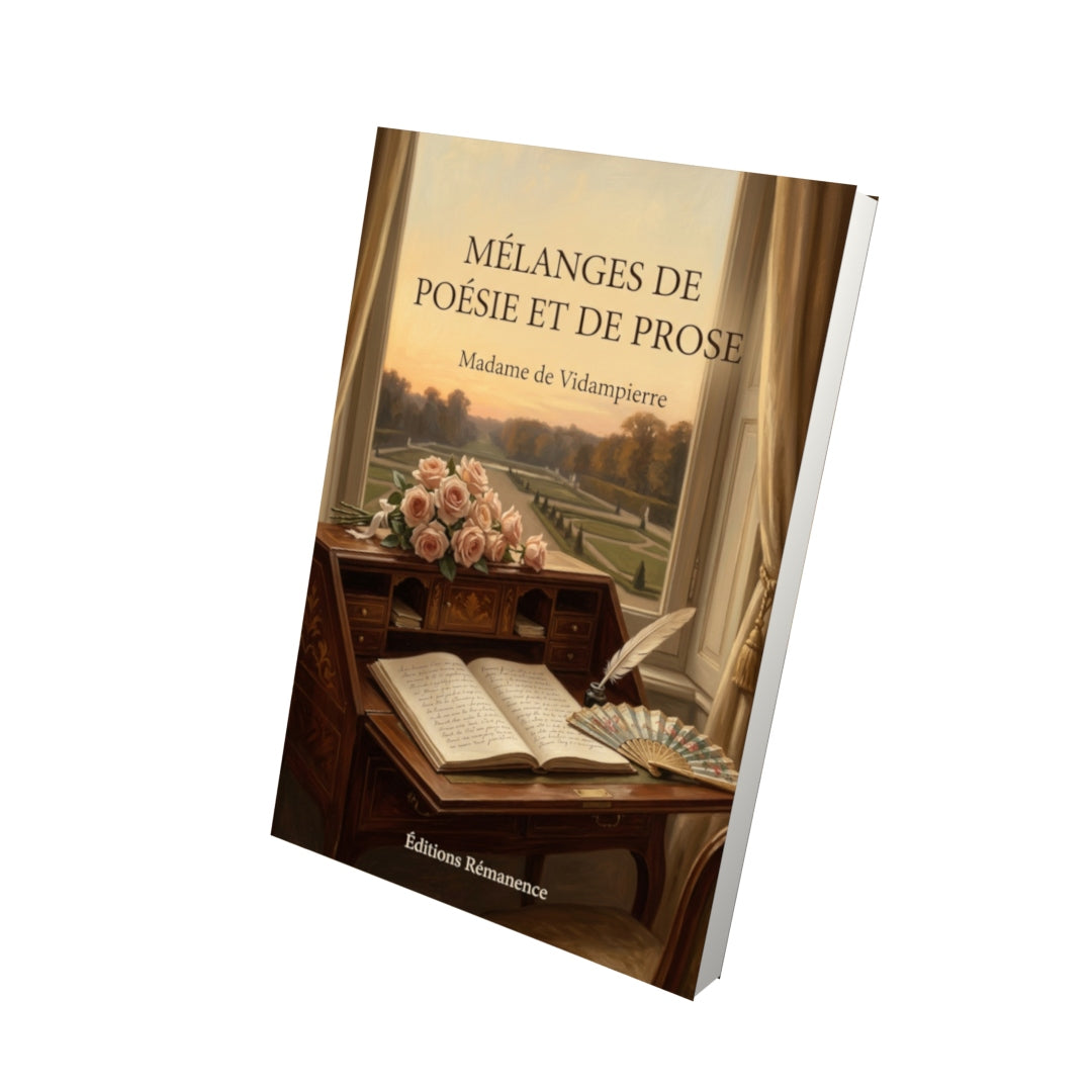 Livre Mélanges de poésie et de prose par Madame de Vidampierre - Vue 3D - Editions Remanence