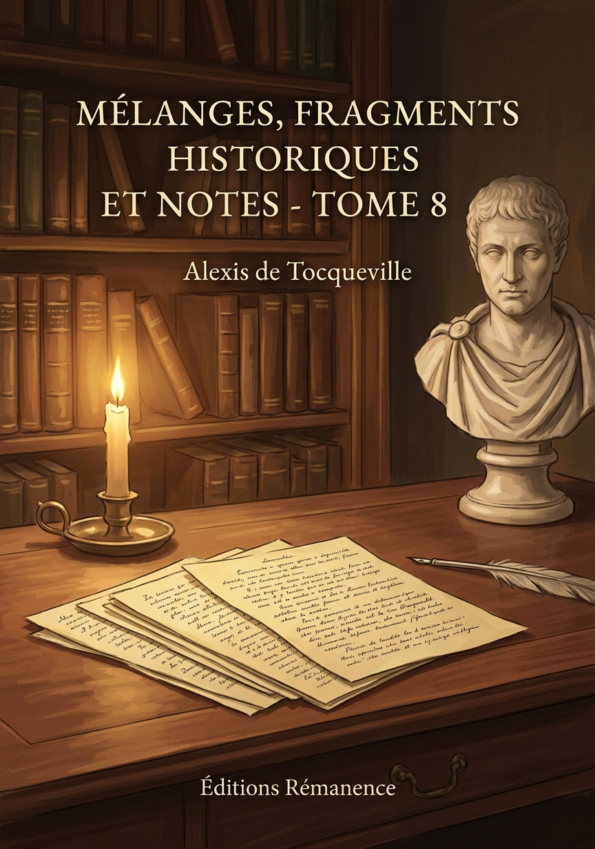 Livre Mélanges, fragments historiques et notes - Tome 8 par Alexis de Tocqueville - Couverture - Editions Remanence