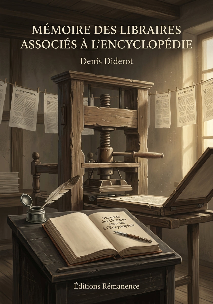 Livre Mémoire des Libraires associés à l’Encyclopédie par Denis Diderot - Couverture - Editions Remanence