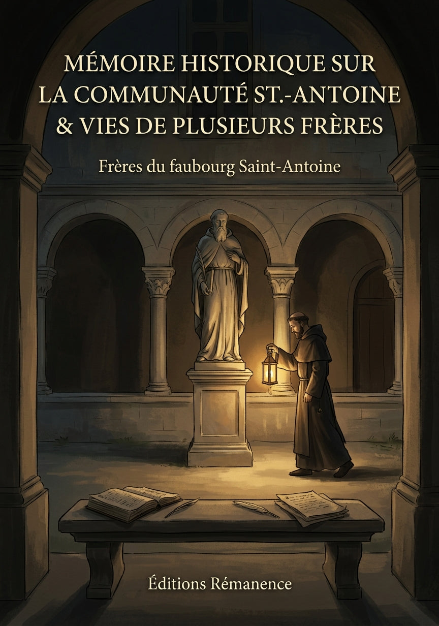 Livre Mémoire historique sur la communauté St.-Antoine & Vies de plusieurs frères par Frères du faubourg Saint-Antoine - Couverture - Editions Remanence