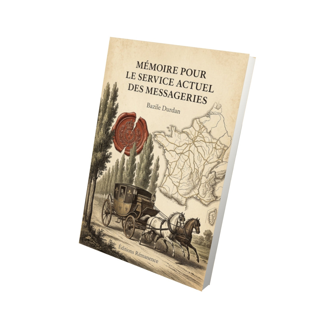 Livre Mémoire pour le service actuel des messageries - Bazile Durdan - Vue 3D - Editions Remanence