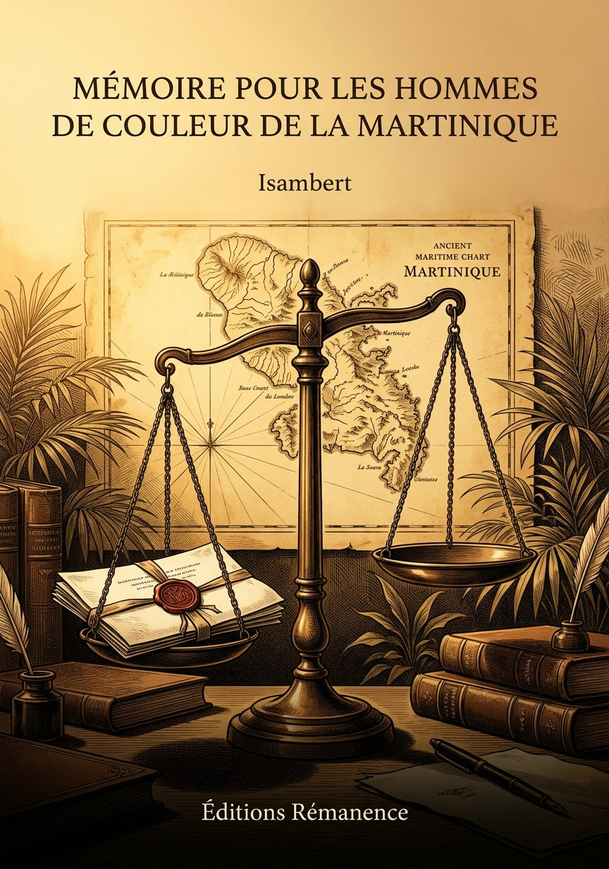 Livre Mémoire pour les hommes de couleur de la Martinique par Isambert - Couverture - Editions Remanence