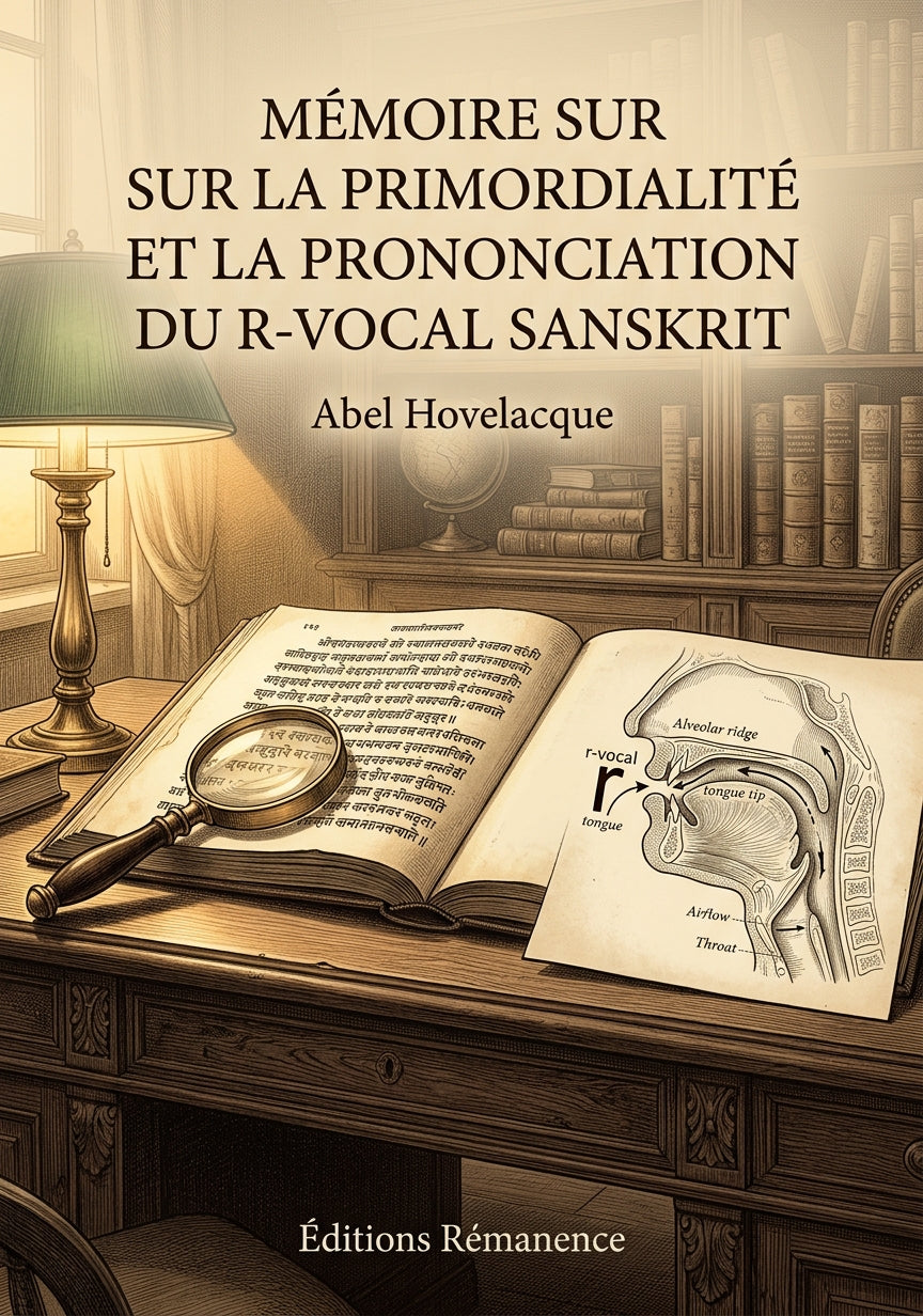 Livre Mémoire sur la primordialité et la prononciation du R-vocal sanskrit par Abel Hovelacque - Couverture - Editions Remanence