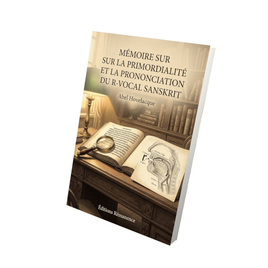 Livre Mémoire sur la primordialité et la prononciation du R-vocal sanskrit par Abel Hovelacque - Vue 3D - Editions Remanence