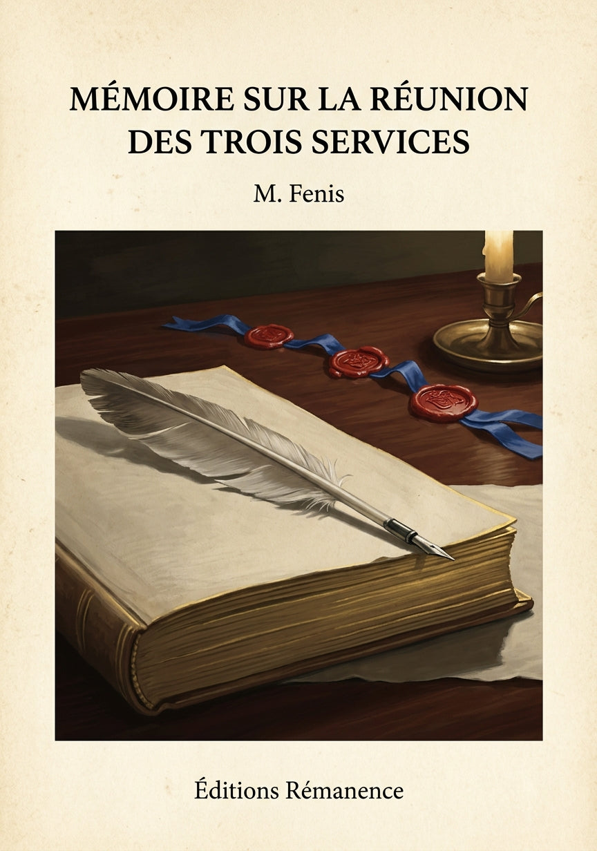 Mémoire sur la réunion des trois services - M. Fenis (Couverture)