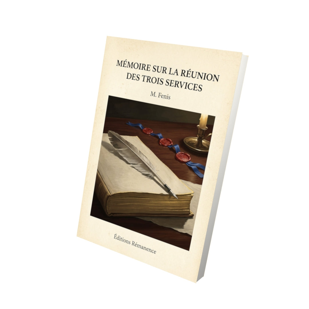 Livre Mémoire sur la réunion des trois services - M. Fenis - Vue 3D - Editions Remanence