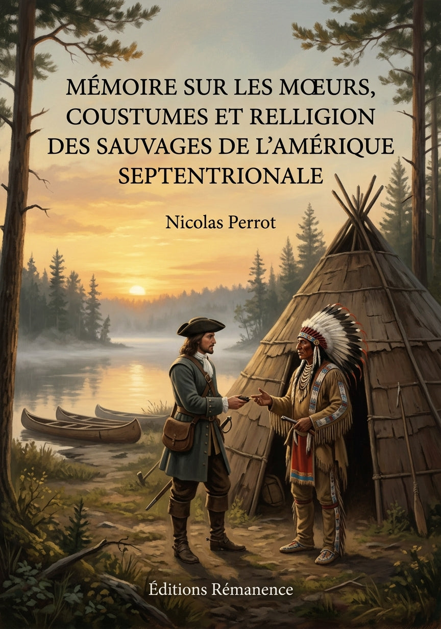 Livre Mémoire sur les moeurs, coustumes et relligion des sauvages de l'Amérique septentrionale par Nicolas Perrot - Couverture - Editions Remanence