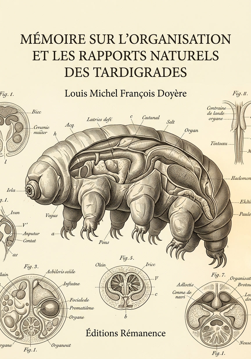 Livre Mémoire sur l’organisation et les rapports naturels des Tardigrades par Louis Michel François Doyère - Couverture - Editions Remanence