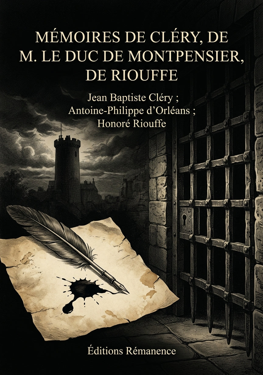 Livre Mémoires de Cléry, de M. le duc de Montpensier, de Riouffe par Jean Baptiste Cléry ; Antoine-Philippe d’Orléans ; Honoré Riouffe - Couverture - Editions Remanence