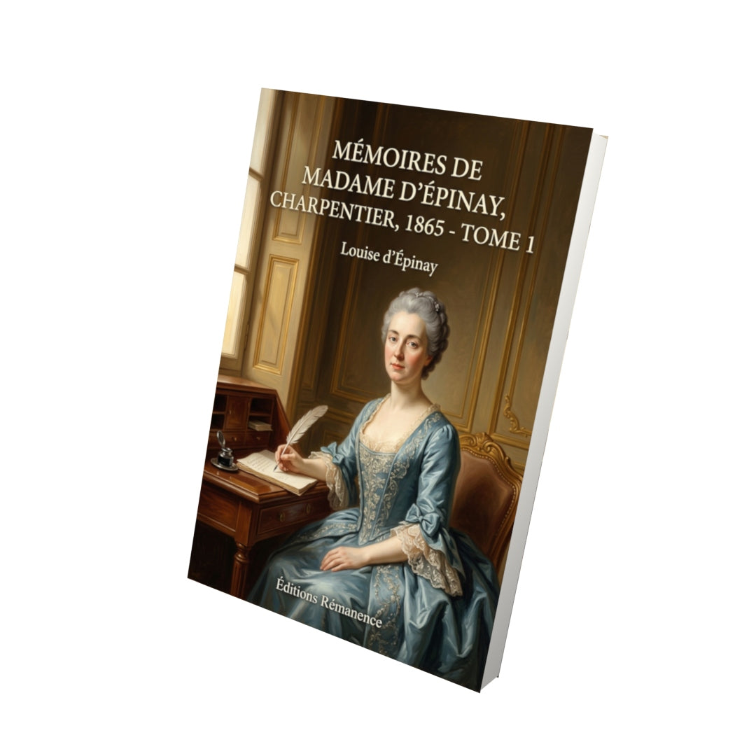 Livre Mémoires de Madame d’Épinay, Charpentier, 1865 - Tome 1 par Louise d’Épinay - Vue 3D - Editions Remanence
