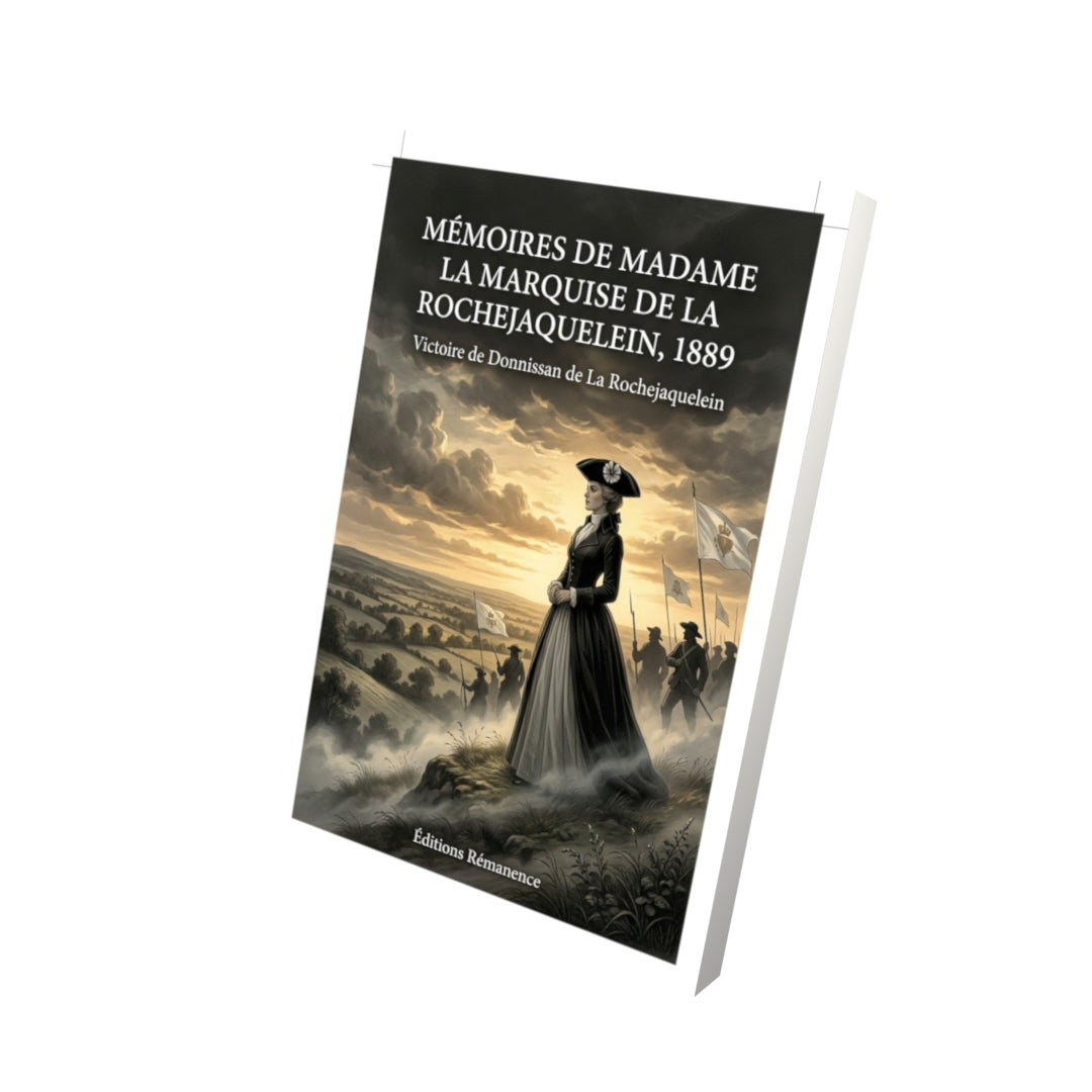 Livre Mémoires de Madame la marquise de La Rochejaquelein, 1889 par Victoire de Donnissan de La Rochejaquelein - Vue 3D - Editions Remanence