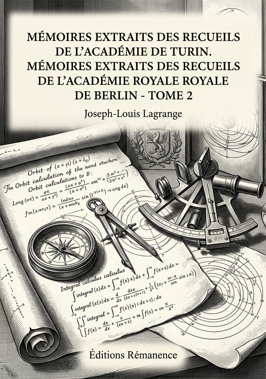 Livre Mémoires extraits des recueils de l’Académie de Turin. Mémoires extraits des recueils de l’Académie royale de Berlin - Tome 2 par Joseph-Louis Lagrange - Couverture - Editions Remanence