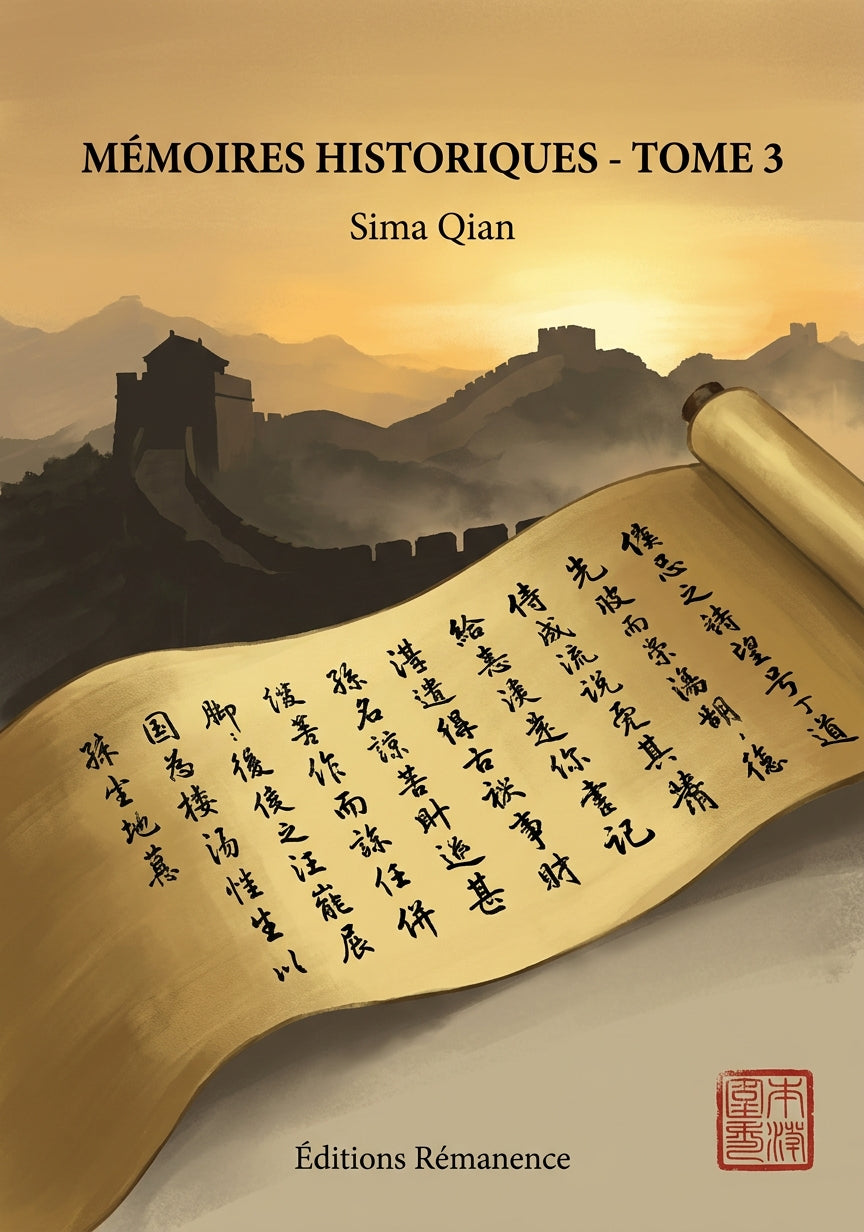 Livre Mémoires historiques - Tome 3 par Sima Qian - Couverture - Editions Remanence