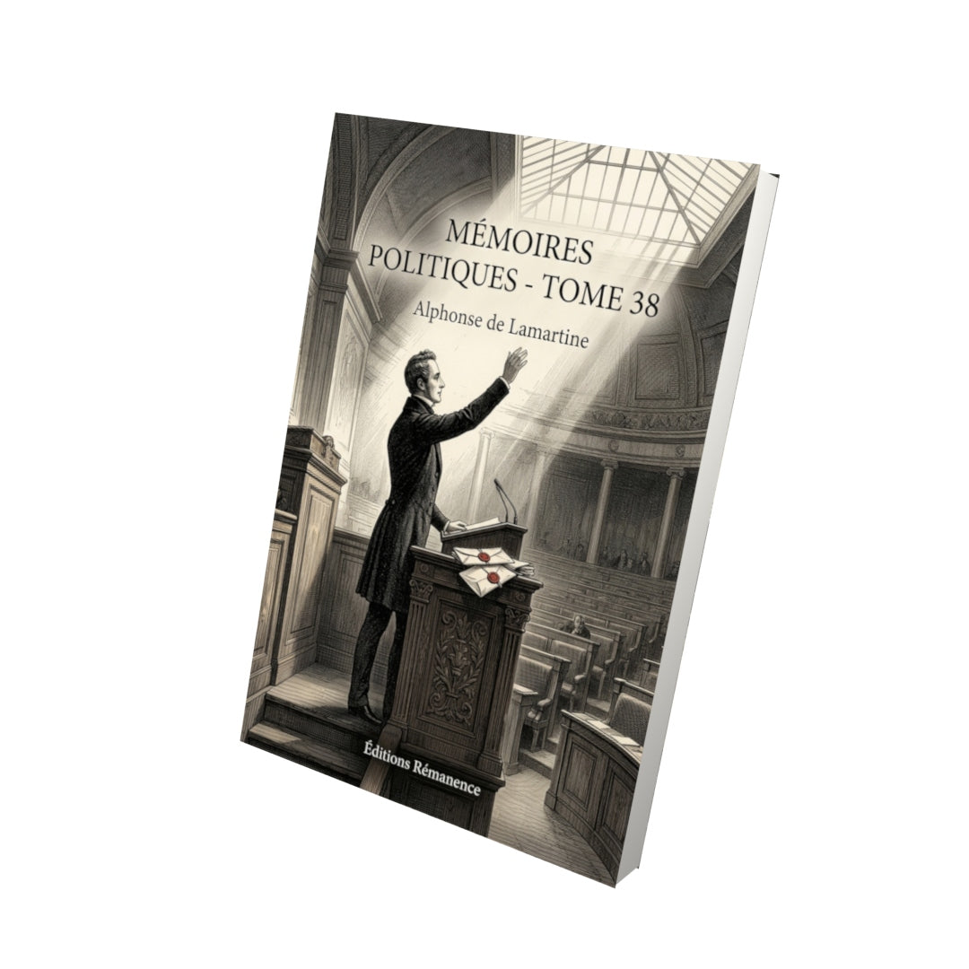 Livre Mémoires politiques - Tome 38 par Alphonse de Lamartine - Vue 3D - Editions Remanence
