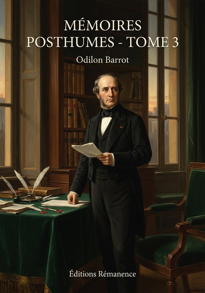 Livre Mémoires posthumes - Tome 3 par Odilon Barrot - Couverture - Editions Remanence